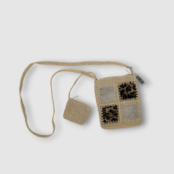 Vintage Y2k Xhilaration Crochet Patchwork Boho Crossbody Bag with Coin Purse - Picture 1 of 6